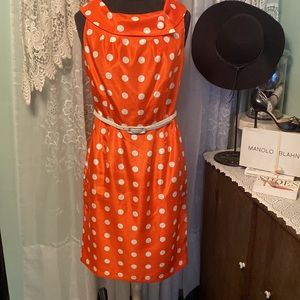 Polyester Shantung weave Sheath Dress Sz 8 EUC Salmon